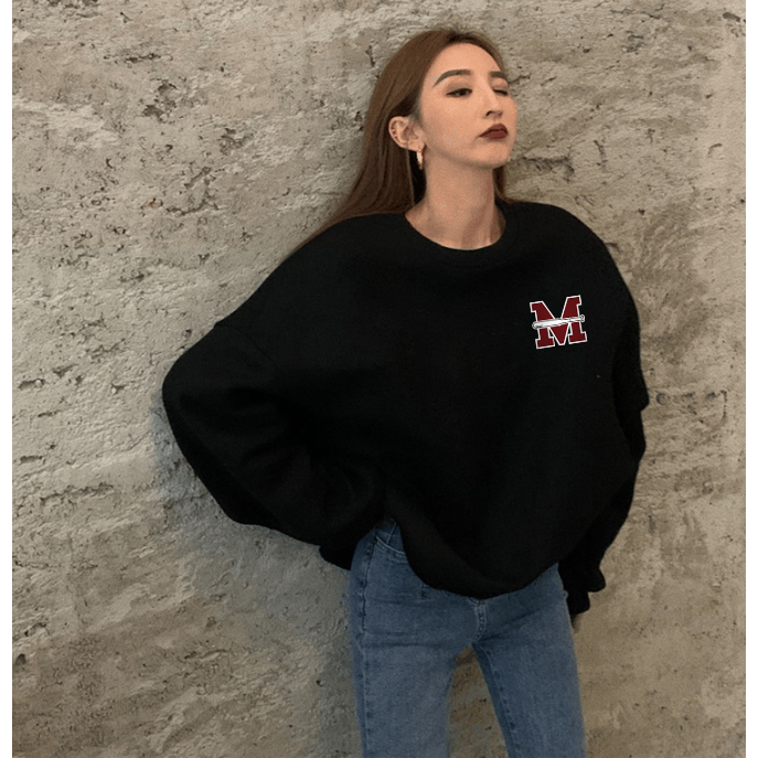 Kaos Lengan Pendek Retro Letter ”M” Korean Style/Kaos Oversize Wanita/Atasan Wanita