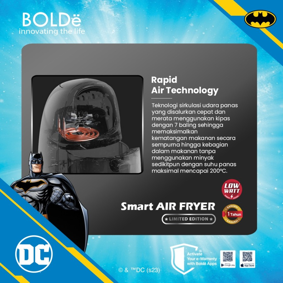 BOLDe SMART AIR FRYER BATMAN EDITION - Air fryer 2,5 L Low Watt