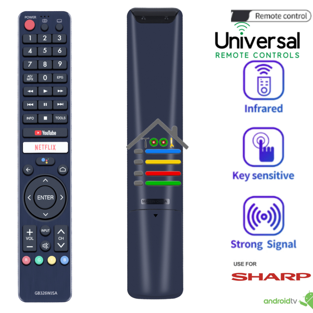 REMOT / REMOTE SHARP ANDROID/LED/LCD/AQUOS/SMART TV YOUTUBE NETFLIX 602