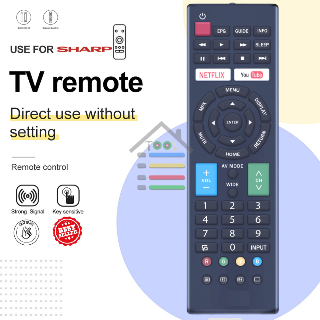 REMOTE TV SHARP ED033 SMART TV NETFLIX UNIVERSAL