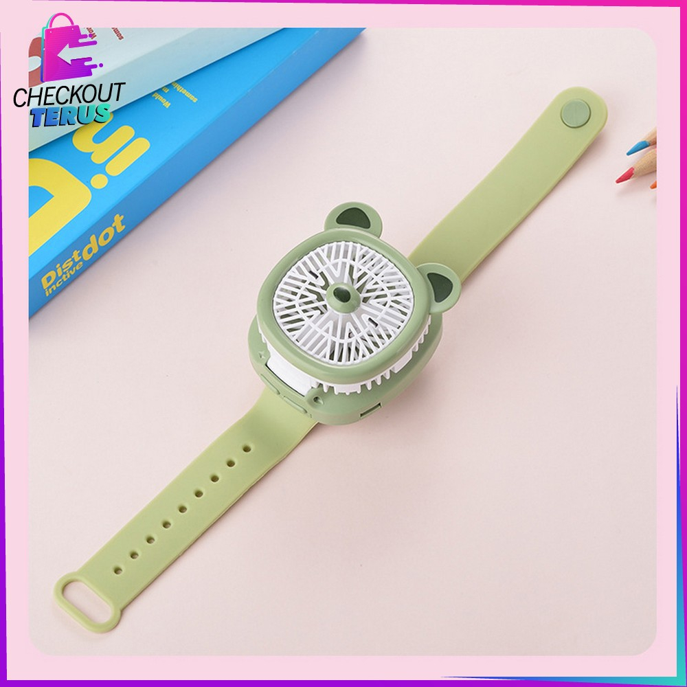 CT C875 Kipas Jam Tangan Mini Portable USB Rechargeable Wirst Watch Fan Kipas Angin Karakter Animal Model Jam Tangan Strap Kipas Kecil