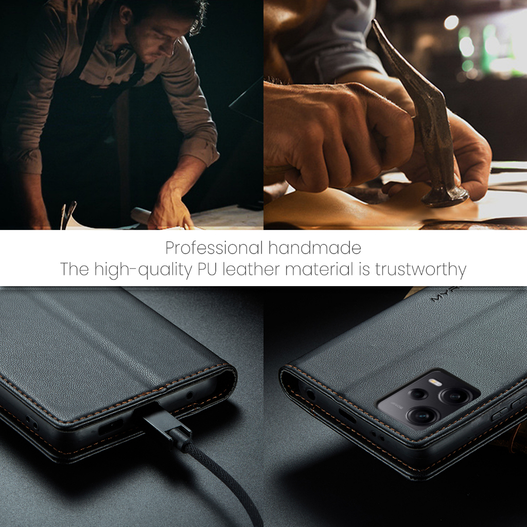 Lambskin PU Leather Case Flip RFID Myroots For Xiaomi Poco M5s M5 M4 Pro 14 Soft TPU Shockproof Phone Cover Case