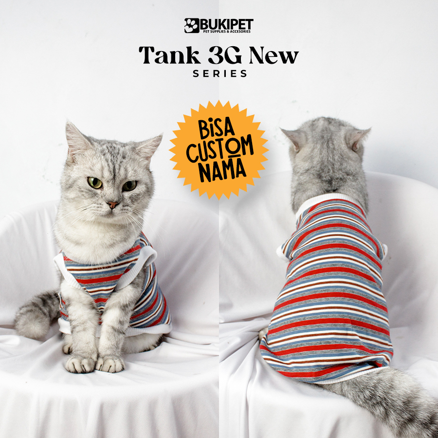 baju kucing anjing kelinci monyet lucu cowok cewek aksesoris hewan kecil - BUKI TANK GREY SERIES