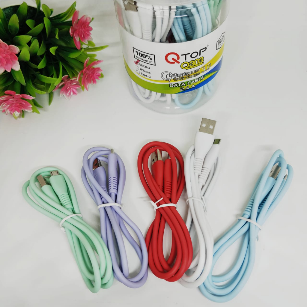 Kabel data TOPLES ISI 15pc QTOP Q303 MICRO Suport super vooc Fastcharging qc3.0 2.4A ORIGINAL FOR ALL GADGET MOBILE PHONE BY SMOLL