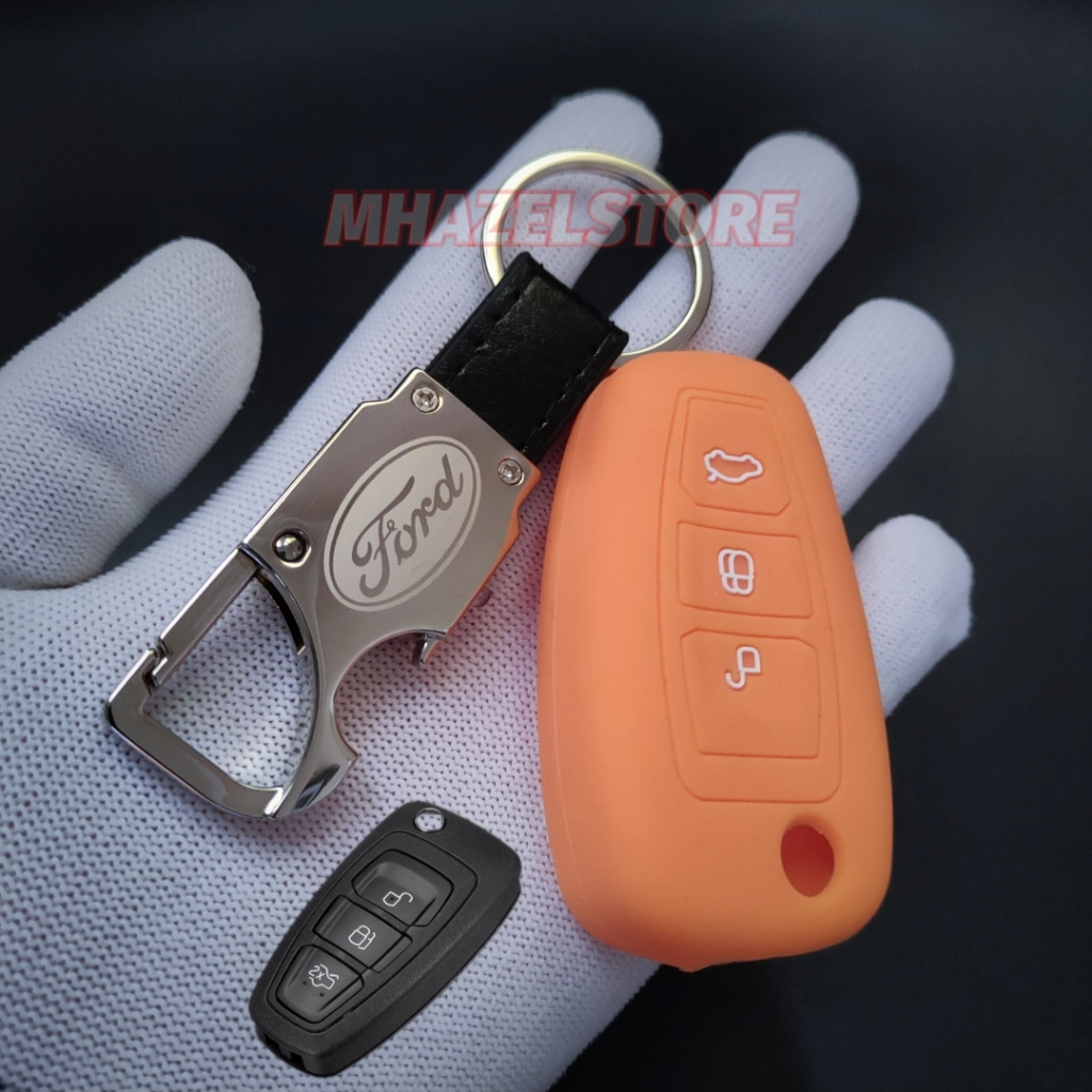 gantungan kunci remote cover silikon mobil ford fiesta ranger cmax model flip key