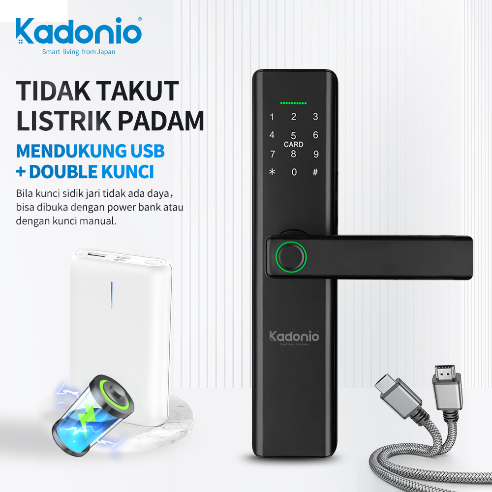 Kadonio kunci pintu digital kunci pintar kunci pintu sidik jari IC Card Digital Code Security Electronic Door Lock kunci pintu fingerprint