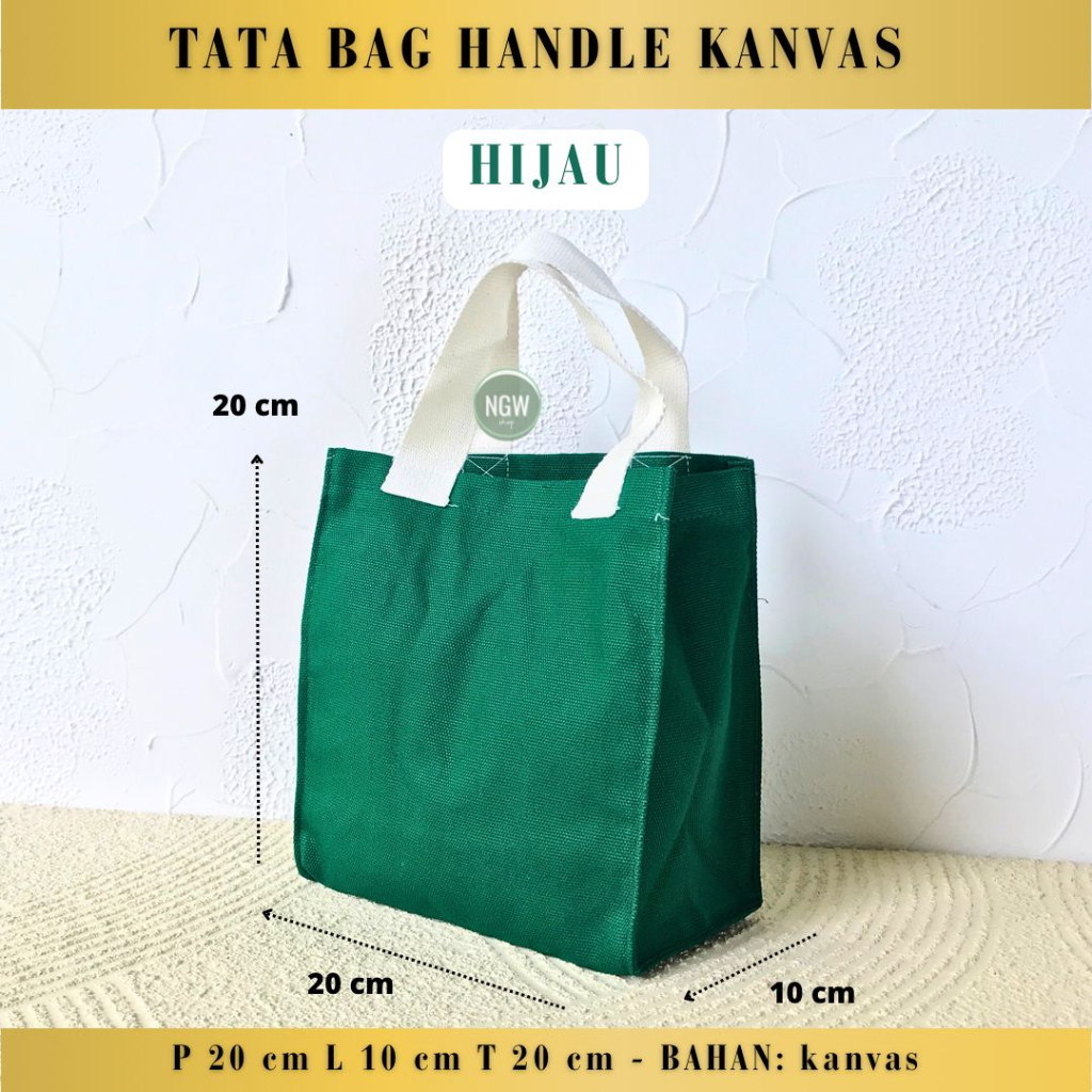 MARIE BAG CANVAS varian warna uk 20x10x20 handle canvas goodie bag hampers