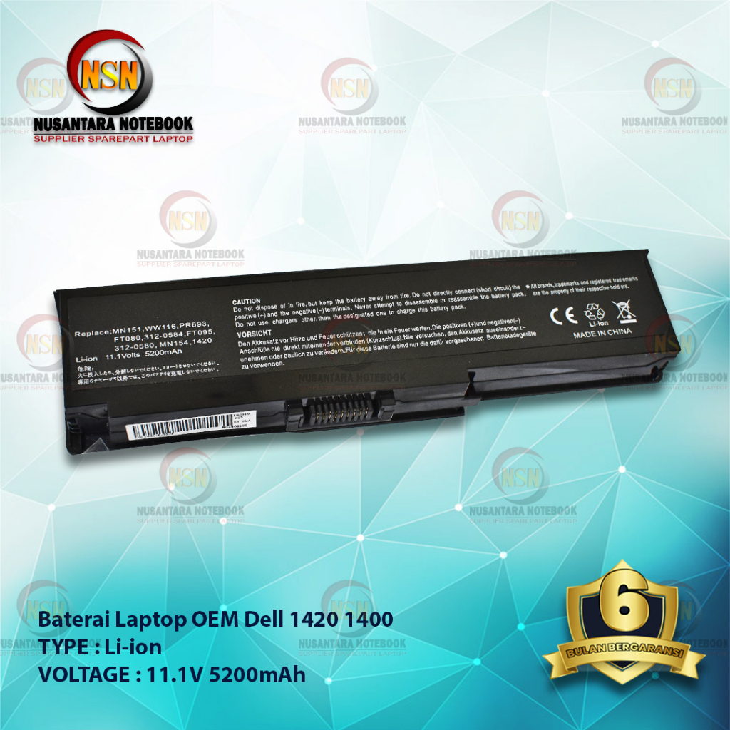 Baterai Dell OEM 1420 1400 11.1V 5200mAh