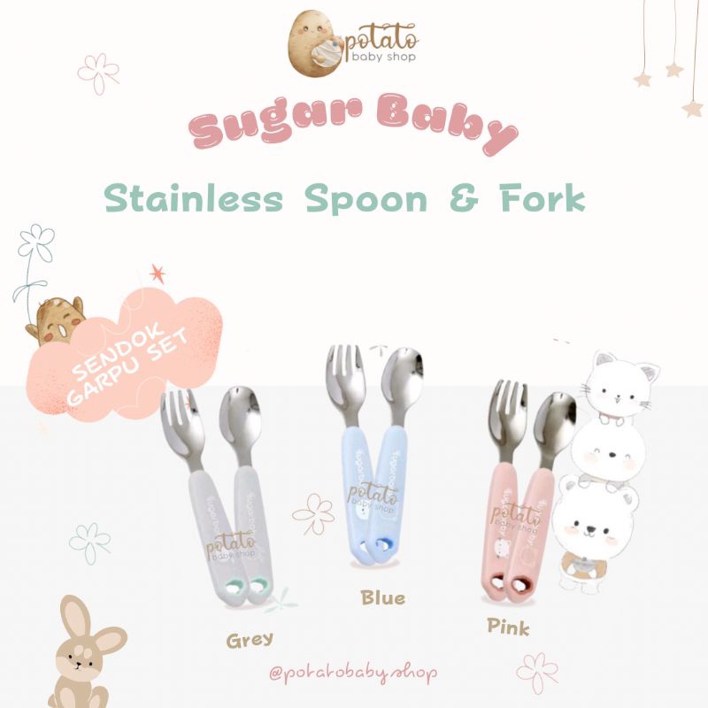 Sugar Baby Children Spoon &amp; Fork / Sendok Garpu Stainless Anak
