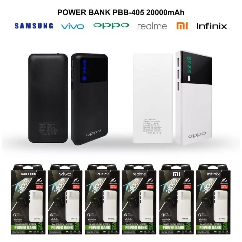 Power Bank Brand PBB-405 20000mAH PowerBank Brand PBB405 3USB LED 20000mAH