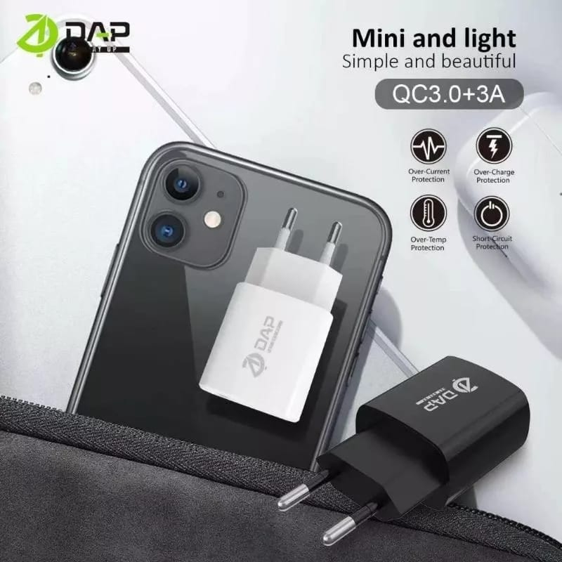 Charger DAP D-AQ2 TYPE-C 18W QUALCOMM Casan DAP D-AQ2 TIPE C 1USB Fast Charging