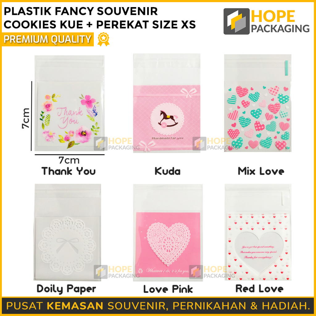 

[Harga / 20 Pcs] Kemasan Plastik Opp Fancy Size XS : 7x7cm Souvenir Cookies + Perekat / Souvenir Kue Mooncake / Plastik Souvenir Permen / Kemasan Kue Bolu