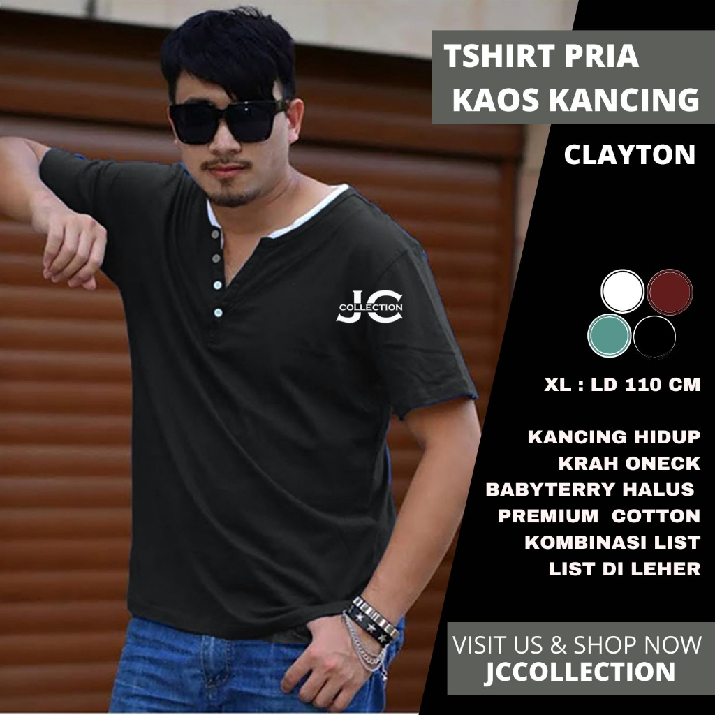 Tshirt Kaos Pria Oversize Fit to L/XL Leher Clayton  - JCCollections