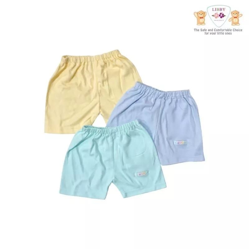 LIBBY Celana Pendek Polos Warna Newborn, SML 3 pcs