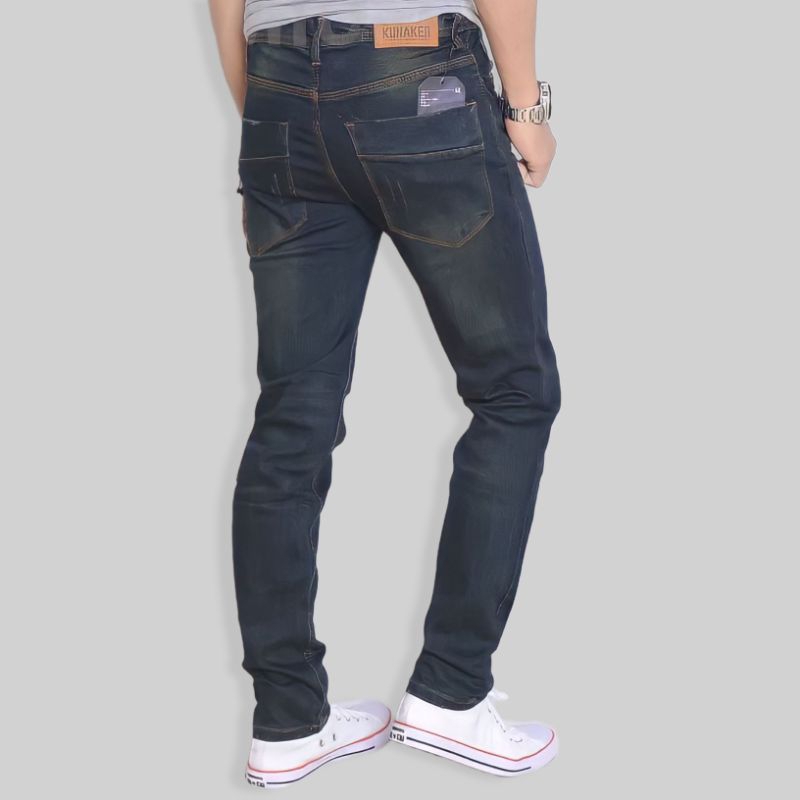 Celana Jeans Pria Sobek Laser Slimfit Distro