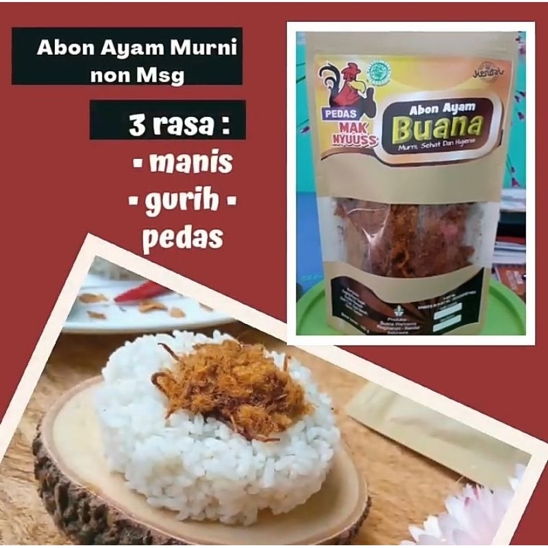 

ABON AYAM BUANA WARBISMA MURNI NON MSG per 100gr