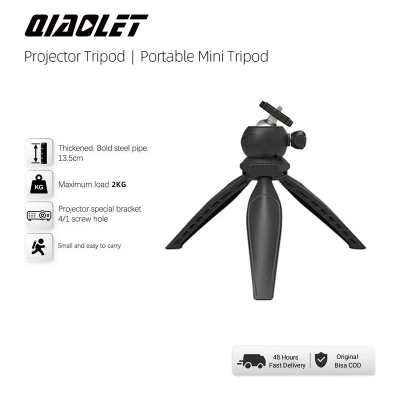 QIAOLET Proyektor Tripod 1.7m Braket Lantai Rumah Tangga Teleskopik Lipat Portabel Universal Stand Segitiga Berdiri Dengan Kepala