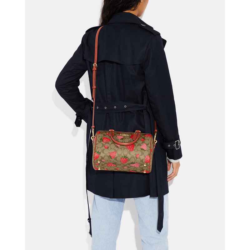 Coach Rowan Satchel In Signature Canvas With Wild Strawberry Print (CH 511)