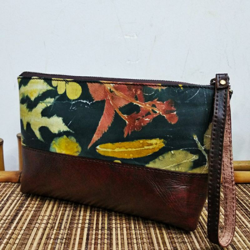 Pouch Kulit Ecoprint / Leather Pouch Ecoprint / Dompet Tangan