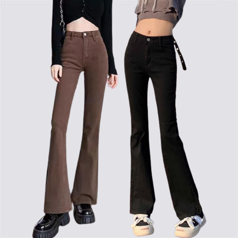 XIAOZHAINV Celana Jeans Wanita Korean Style High Waist Flare Pants Panjang 0788