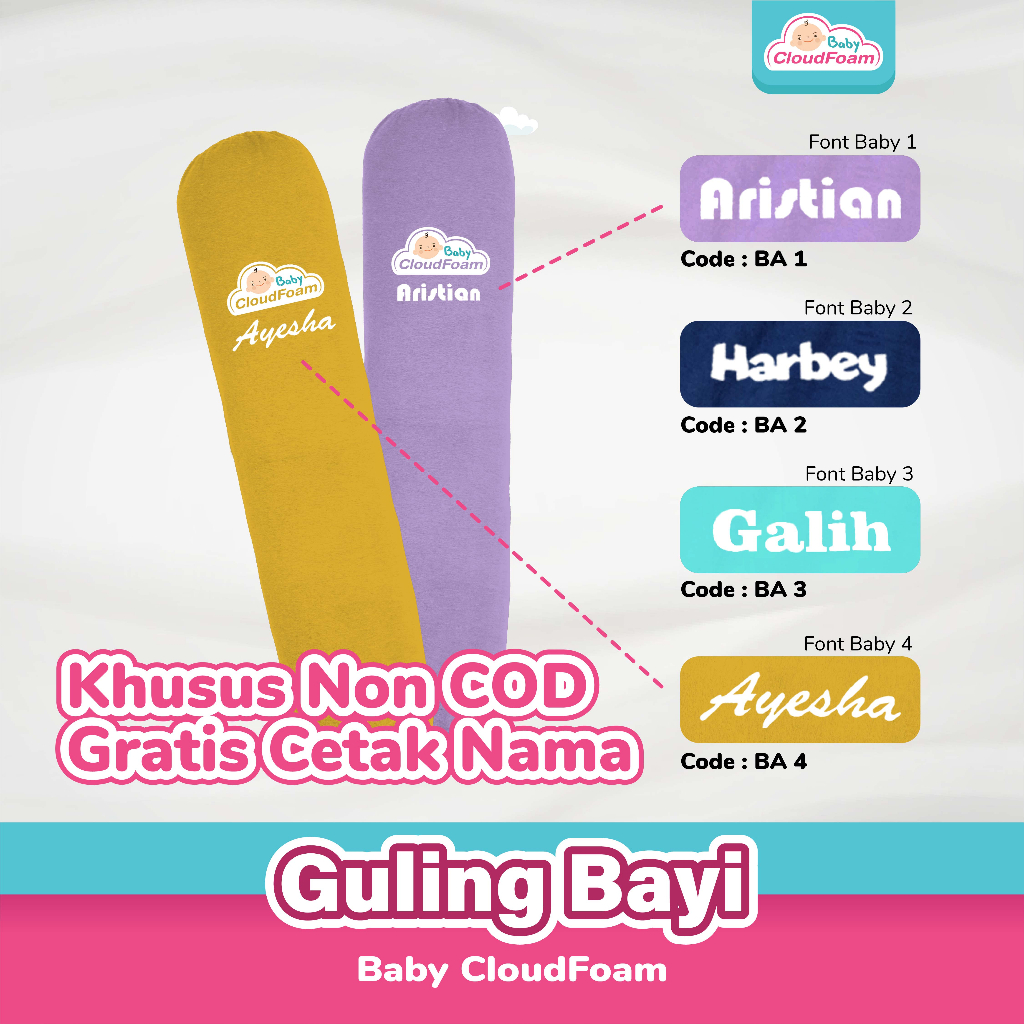 Baby Cloudfoam Guling Bayi Cotton Bamboo Gratis Cetak Nama