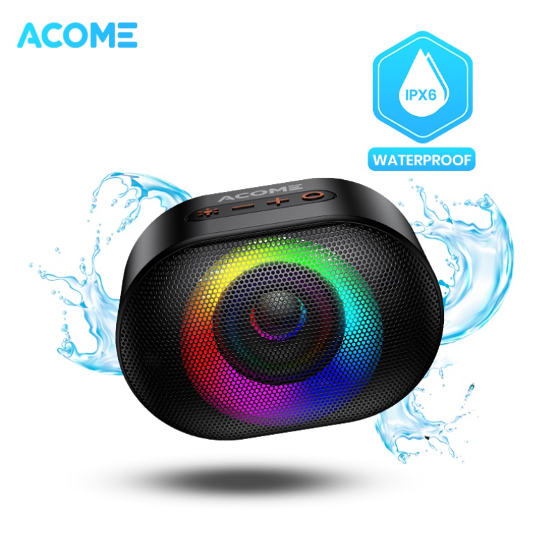 ACOME Speaker Bluetooth 5.0 10W IPX6 Waterproof RGB Light Rhyme Rave Party Garansi Resmi 1 thn A10