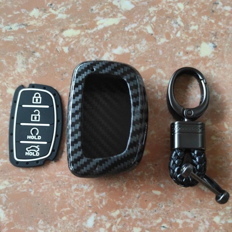 cover casing keras kunci remot mobil Hyundai creta motif carbon