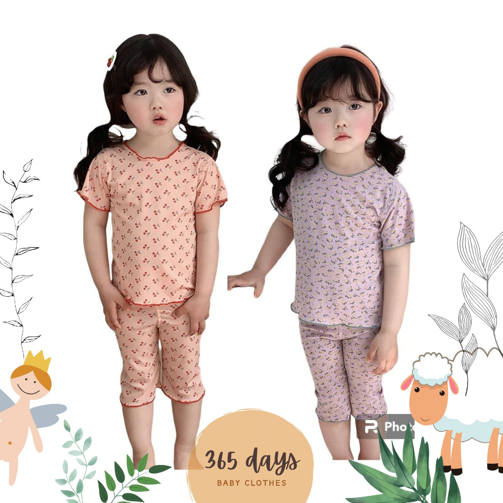 setelan baju anak HARGA GROSIR !!! set warna pink cherry PENDEK baju tidur  impor bahan adem