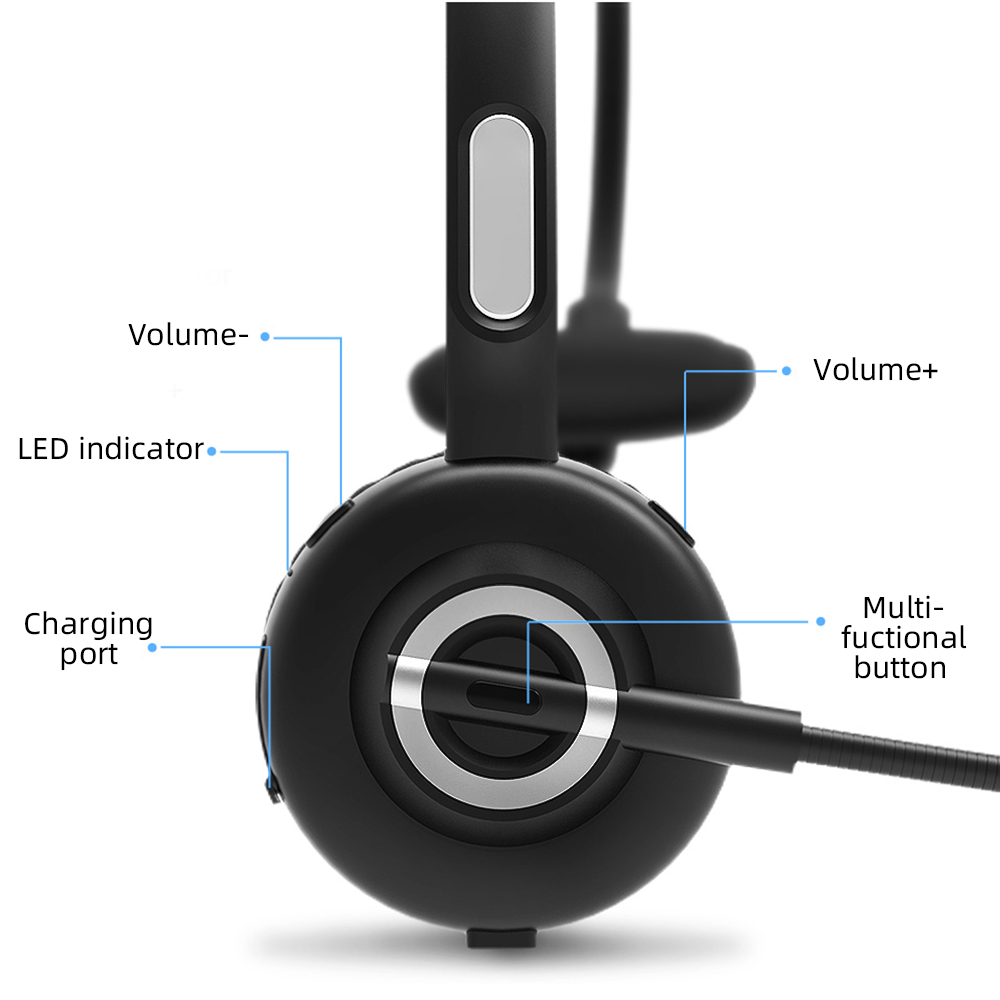 Headset Mono Bluetooth 5.0 with Base Polymer Lithium 180mah - BH-M97 - Black