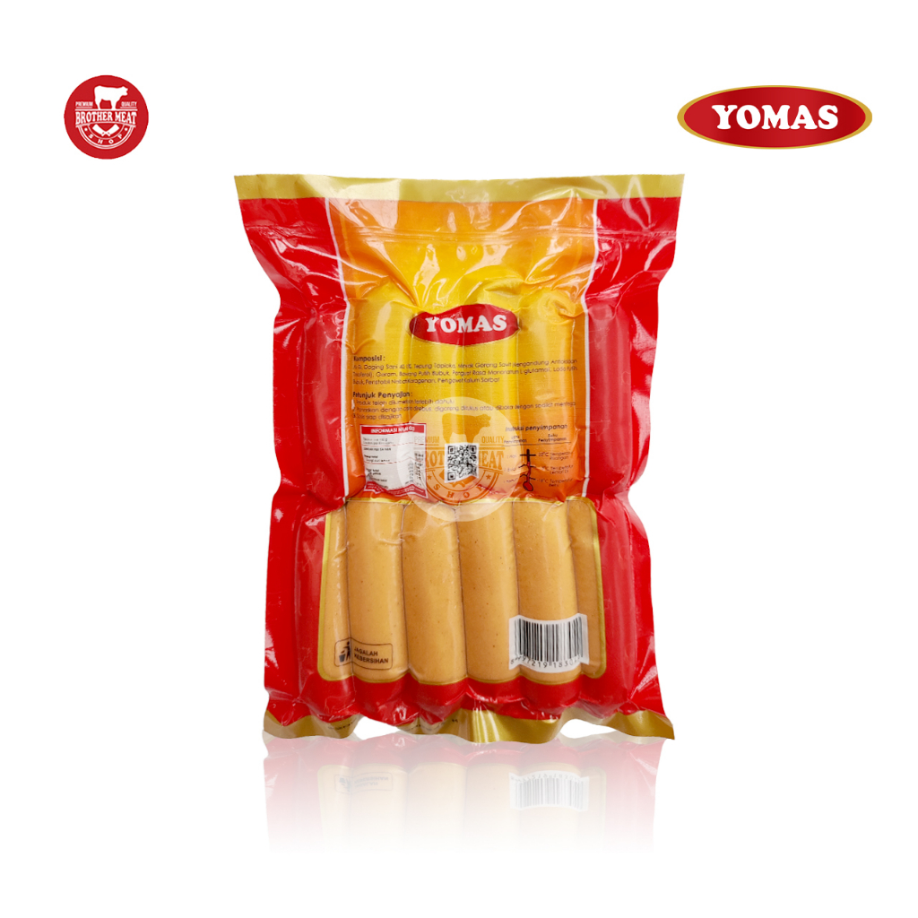 YOMAS Sosis Sapi Bakar Mini Original 500gr, Sosis Daging Sapi Halal