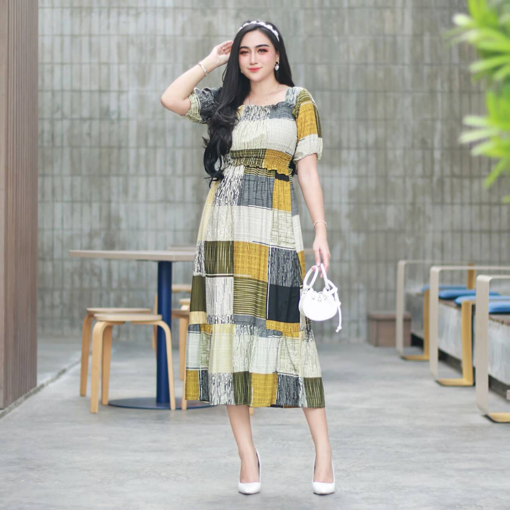 Daster Smok Lengan Pendek Cantik  Elegan Daster Remaja Kekinian Dress Amelia Model Baru