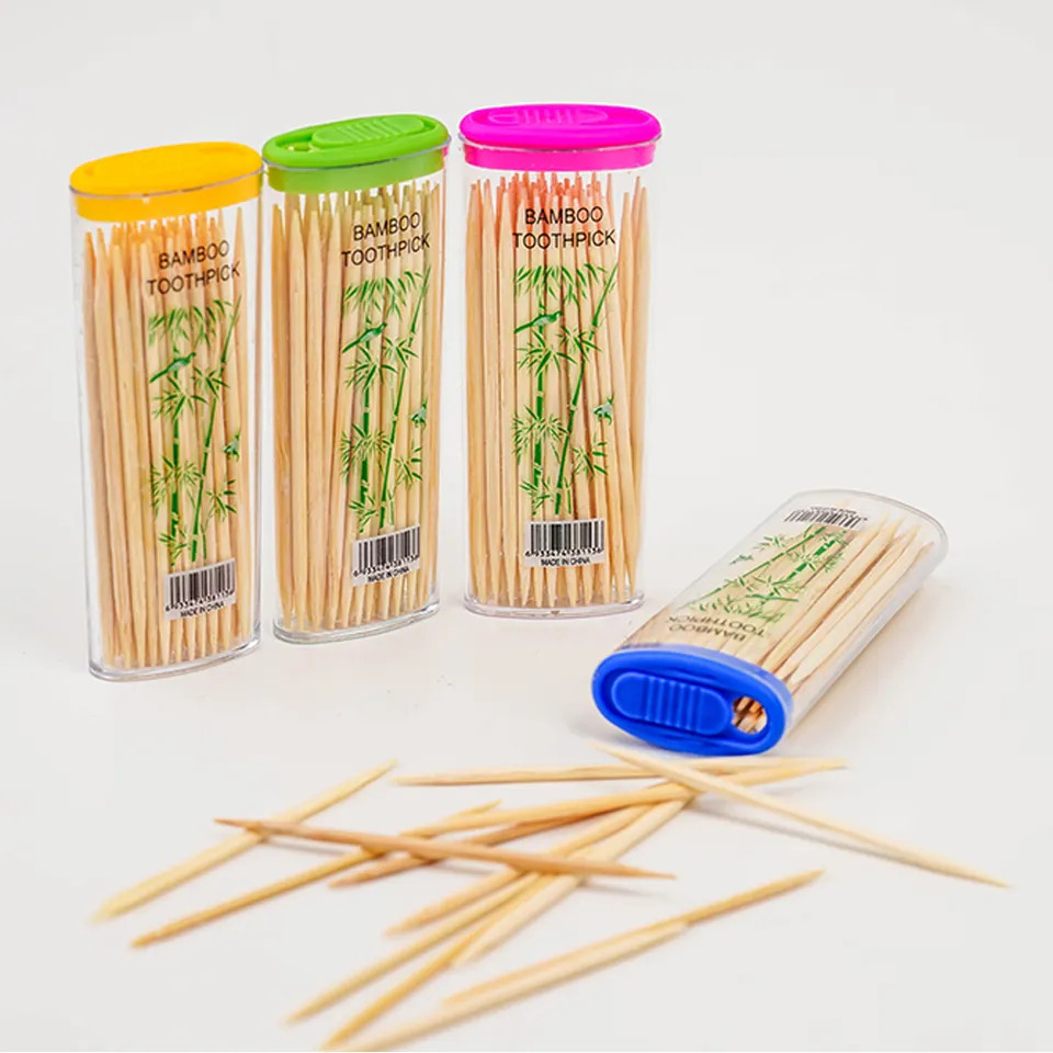 Tusuk Gigi Premium isi 50 / 100 / 150 dengan Wadah Tempat Travel Box Praktis Toothpick Portable Box Tusuk Gigi Bamboo Serbaguna TERMURAH TERLARIS