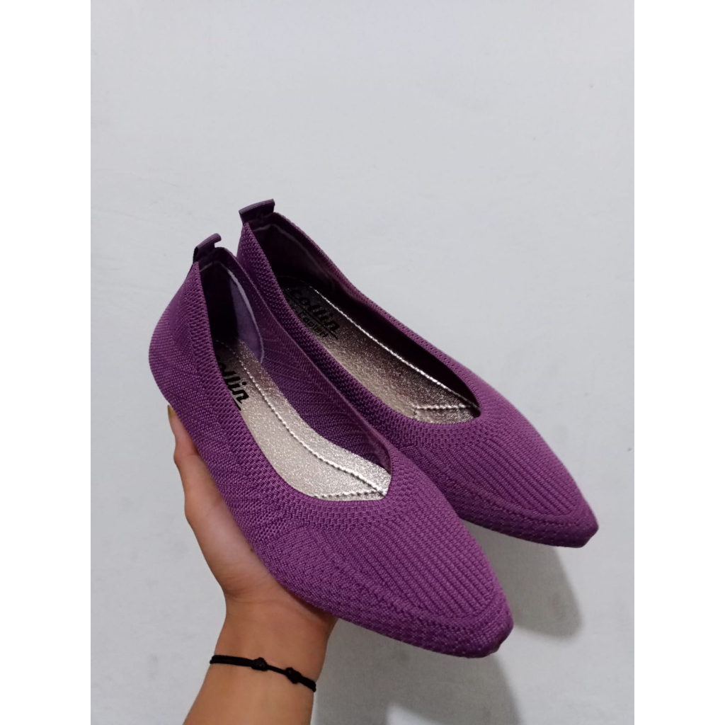 Sepatu flat teplek ballet rajut dewasa murah  dengan model korea  terbaru dari merk collin B423 import TERBARU TREND KEKINIAN NYAMANDI PAKAI