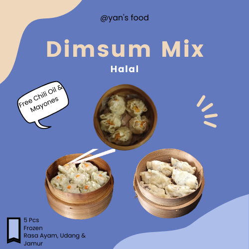 

Dimsum Ayam, DImsum Udang, DImsum Jamur Bisa Mix Dimsum Frozen Free Chili Oil dan Mayones