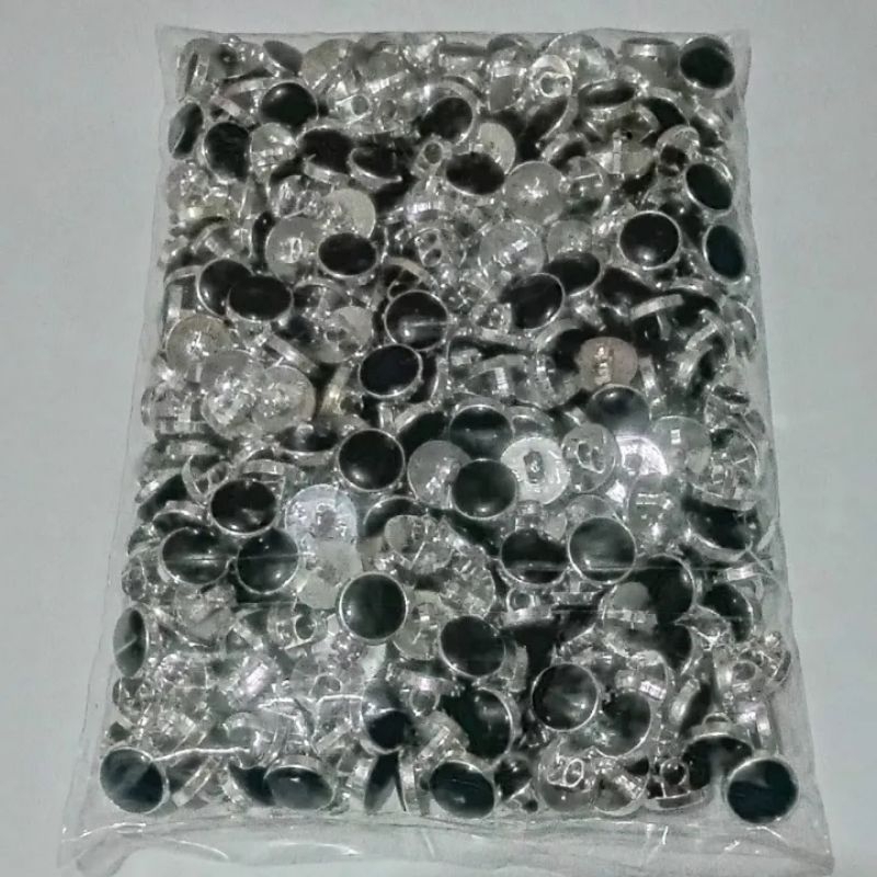 100 pcs kancing mutiara hitam list gold silver / kancing Jamur kemeja gamis 11mm / 13mm / 15mm / 18mm / 21mm