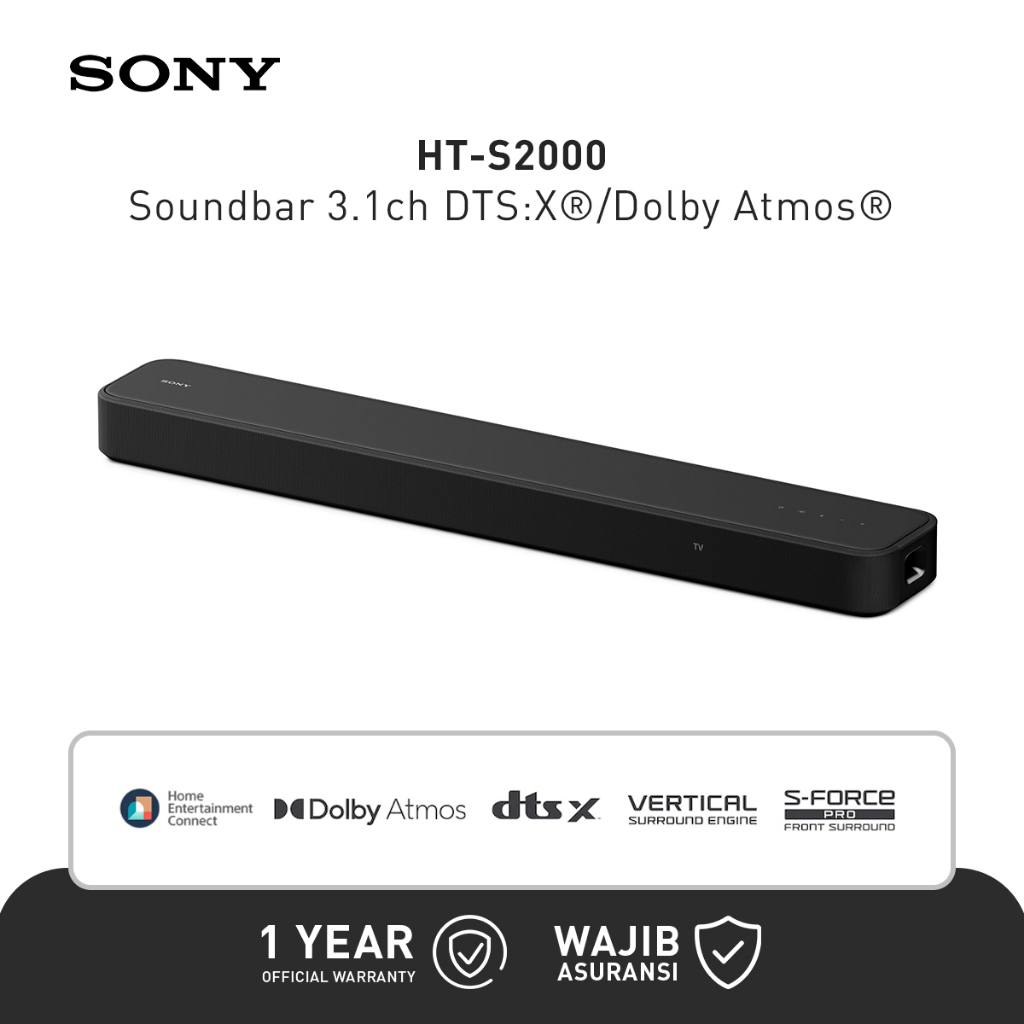Sony HT-S2000 Soundbar 3.1ch DTS:X/Dolby Atmos Bundle With SA-SW3