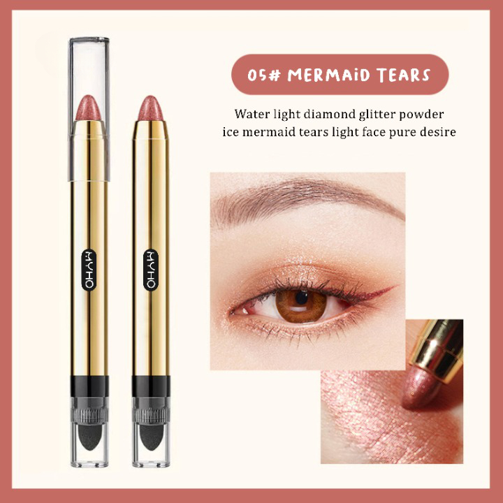 Eyeshadow Pensil 2 In 1 Plus Brush Matte Glitter Perona Mata Berkilau 6 Warna kualtias PREMIUM