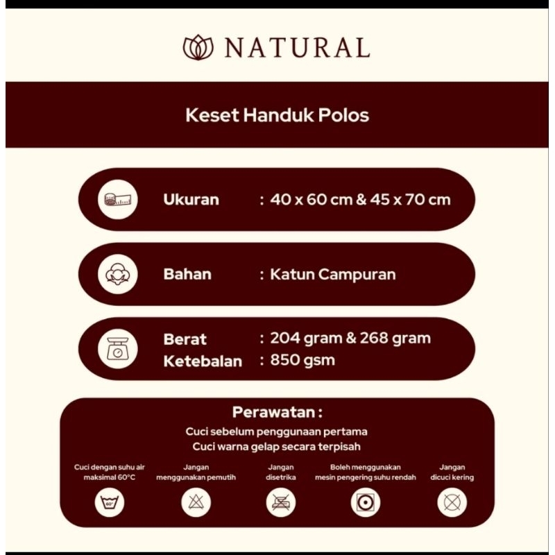 Keset Kaki Natural 40x60cm Keset Handuk Bagus Tebal Serap Air Keset Kamar Mandi bagus Motif Kotak