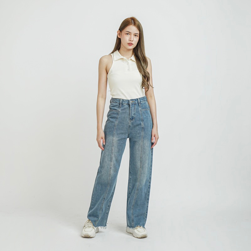 [LUXE.DLABEL] - Jeans 146 | Celana Panjang Highwaist Wanita Jeans Import Premium Quality Jeans Wanita Polos Ripped Jeans Highwaist Jeans Wanita Bangkok Skinny Jeans Highwaist Baggy Wideleg Jeans Kulot jeans Boyfriend Jeans Kargo Jeans Cargo jeans BKK