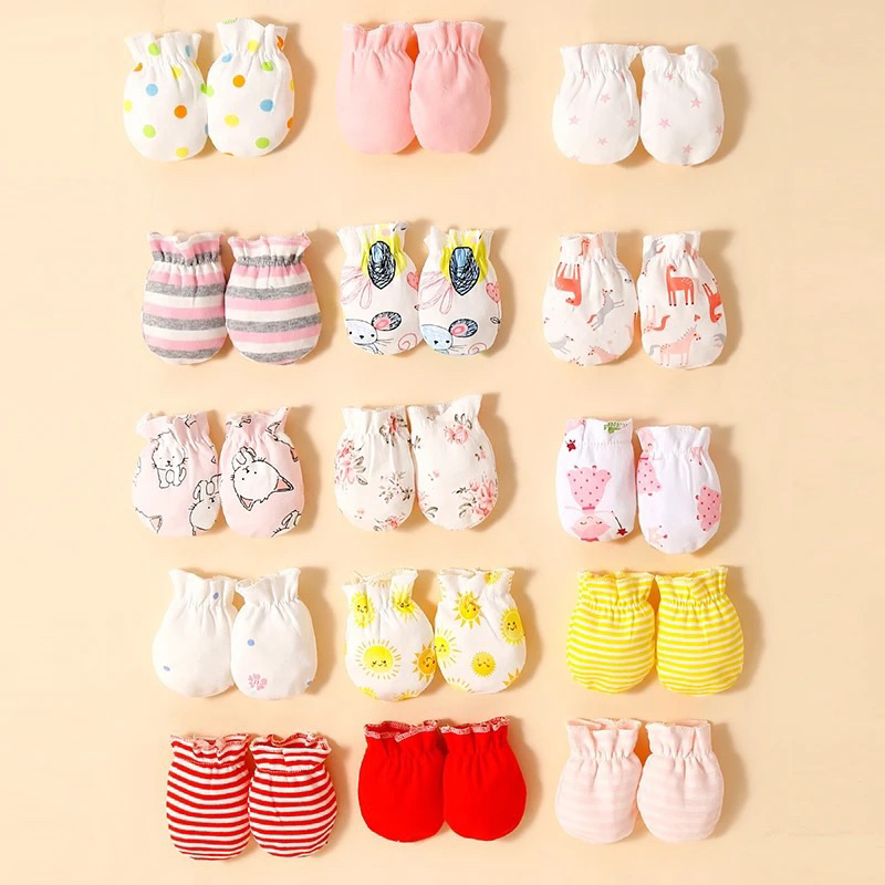 TokoPapin Sarung Tangan Bayi Newborn Katun Sarung Tangan Anak Baby Mittens Motif