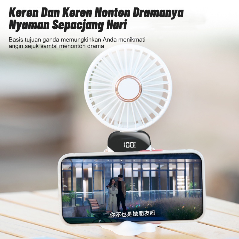 Kipas Angin Mini Portable Usb Kipas Lipat / Leher 5-Speed Wind LED Display Dengan Aromaterapi