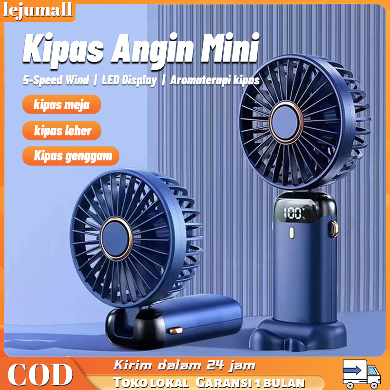 Kipas Angin Mini Portable Usb Kipas Lipat / Leher 5-Speed Wind LED Display Dengan Aromaterapi