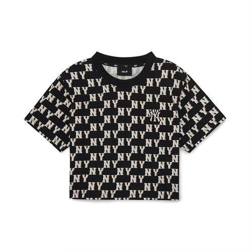 MLB NY Yankess Women's Classic Monogram Cropped Tee Black