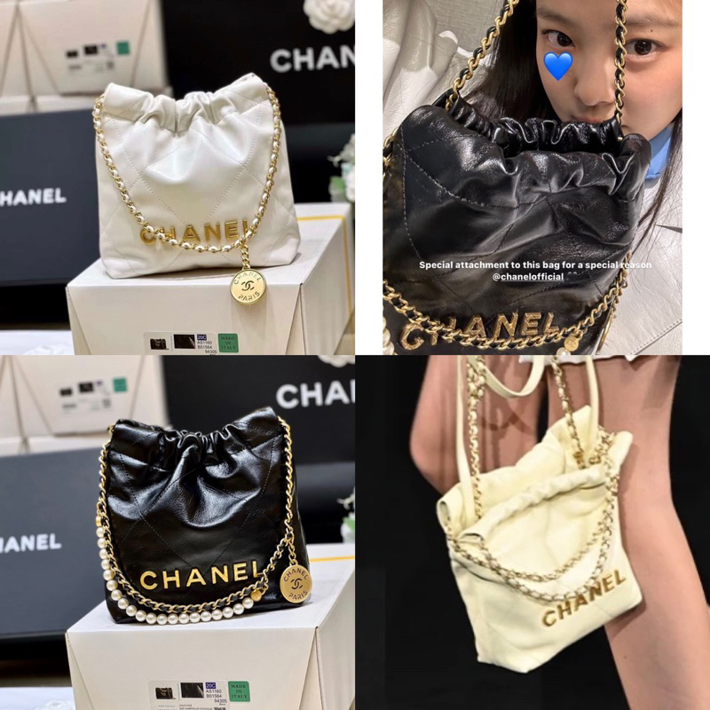 Tas Chnl Jennie Blackpink Chnl 22 Mini with Pearl READYSTOCK [BLACK , PINK, YELLOW, WHITE]