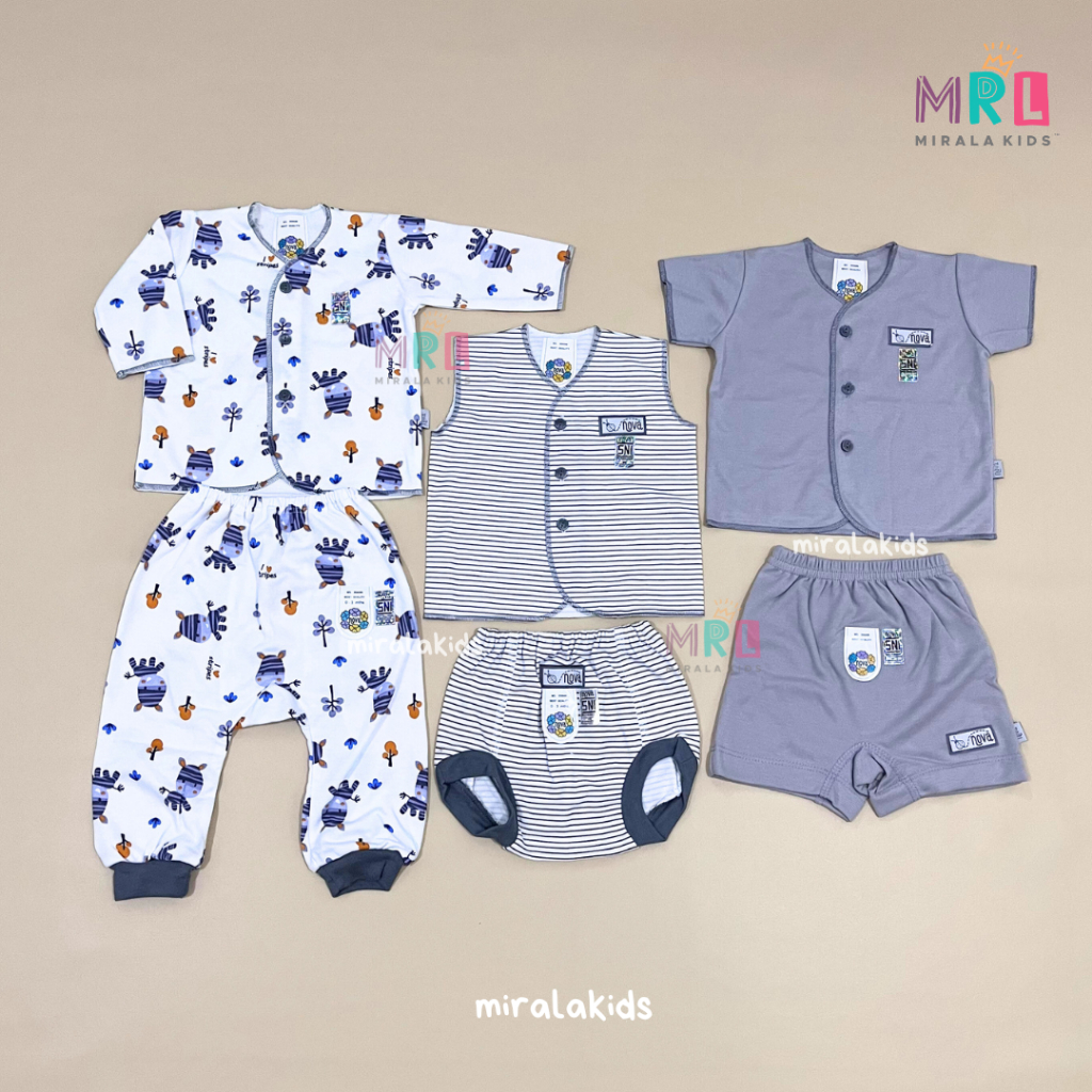 Paket Nova Baju Bayi Seri Coklat dan Abu SNI - Paket Newborn Bayi Baru Lahir