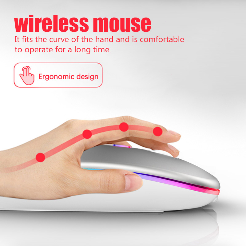 Actual 【COD】Mouse Wireless Rechargeable Silent Click Slim 2.4G Wireless Bluetooth 1600 DPI RGB LED Mouse Gaming Mouse Bluetooth Rechargeable Laptop