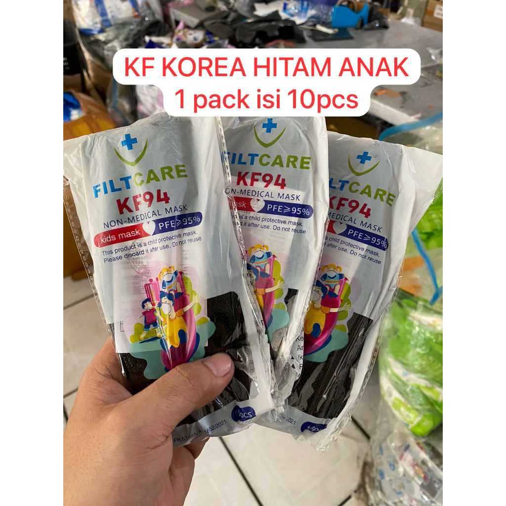 MASKER KF94 ANAK POLOS HITAM DAN PUTIH