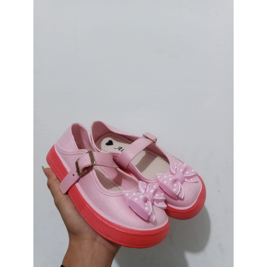 TERBARUU!!! Sepatu FlatsShoes anak Perempuan Anti Lecet Motif Pita Import 601-S/601-M (24-35) Sepatu Flatshoes Anti Lecet