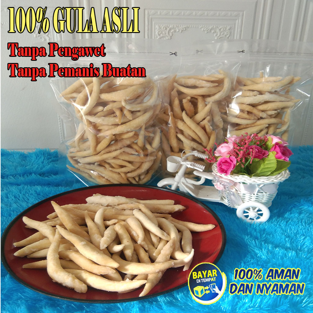 

Makanan Cemilan Ringan Snack stik Telur Gabus 250gr Rasa Manis Gula asli