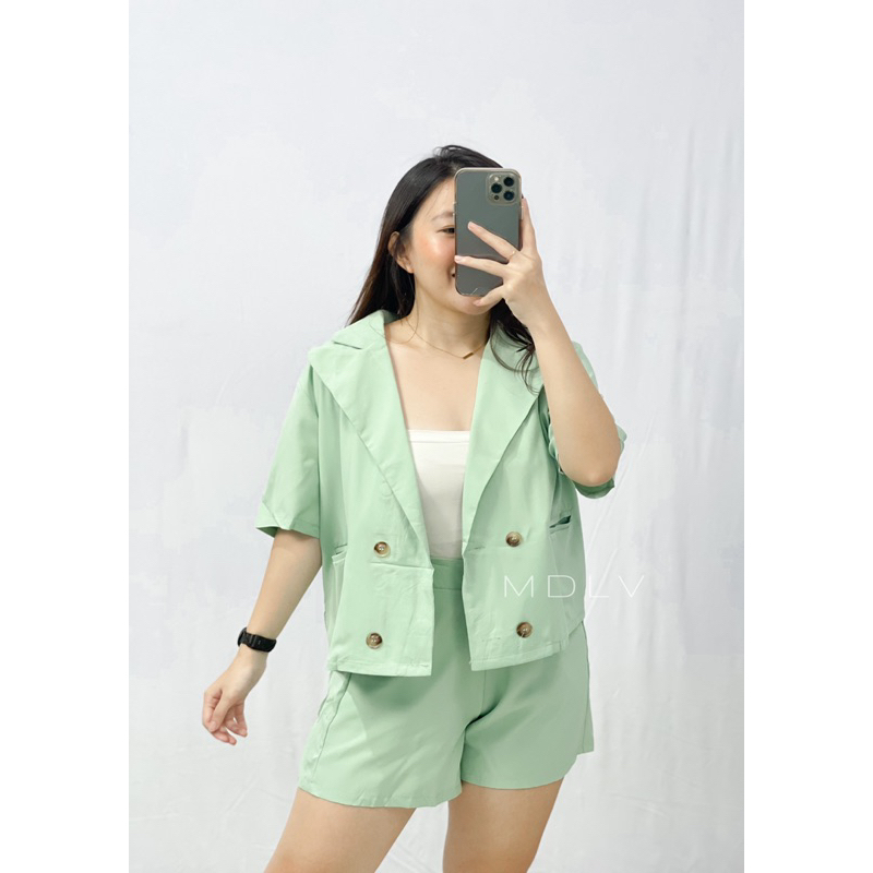 MDLV ~ 5815# Vivian Blazer &amp; Shorts 2pcs Set Setelan Hotpant + Blezer